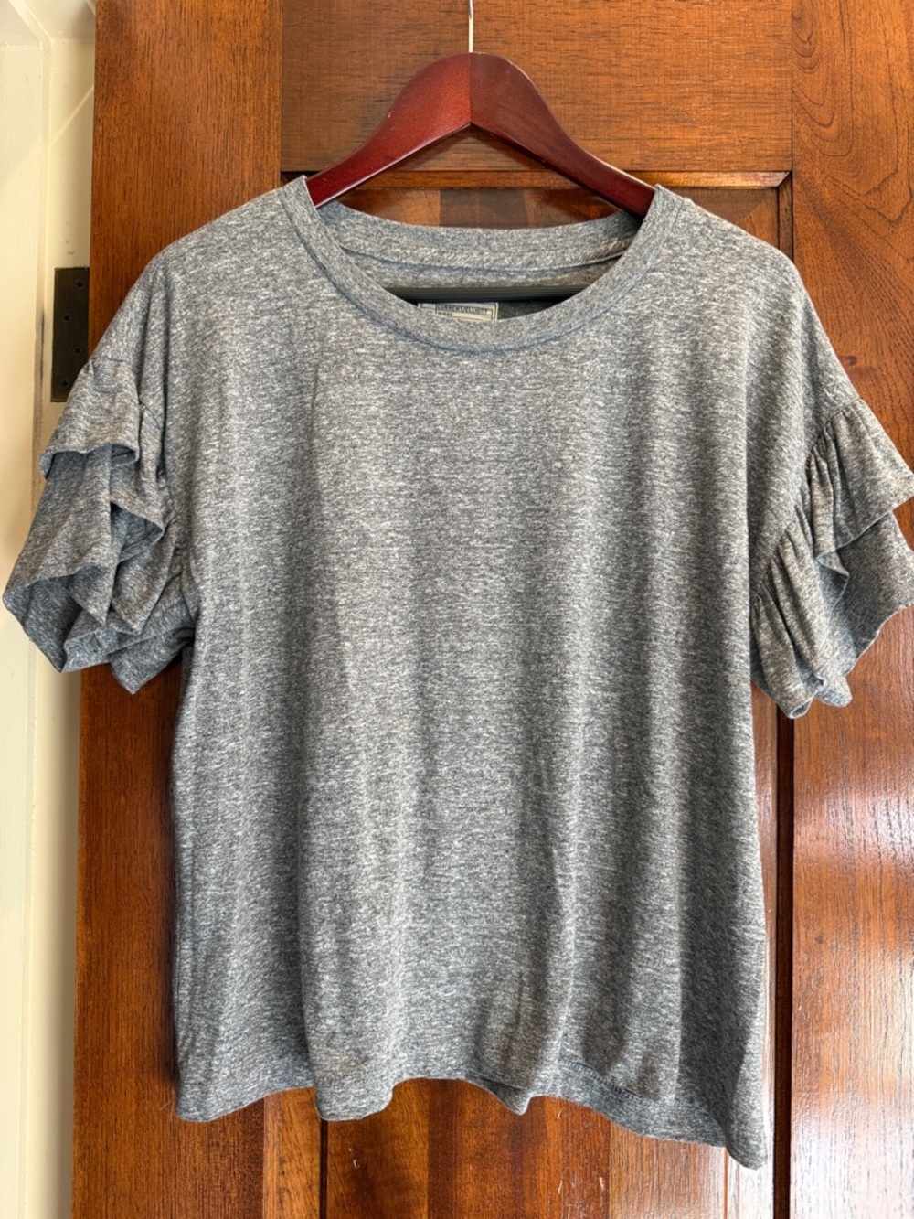Current/Elliott Heather Gray Ruffle Sleeve Tee size 1